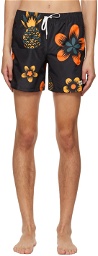 Bather Black Coastal Floral Swim Shorts