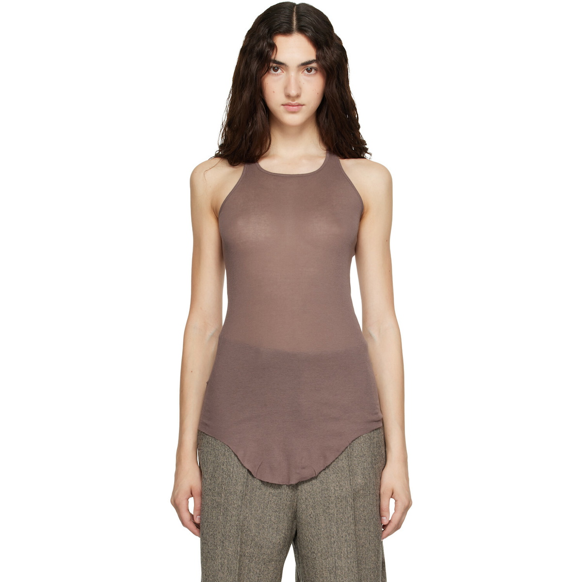 Rick Owens Pink Tower Basic Rib Tank Top