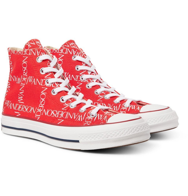 Photo: Converse - JW Anderson 1970s Chuck Taylor All Star Logo-Printed Canvas High-Top Sneakers - Men - Red