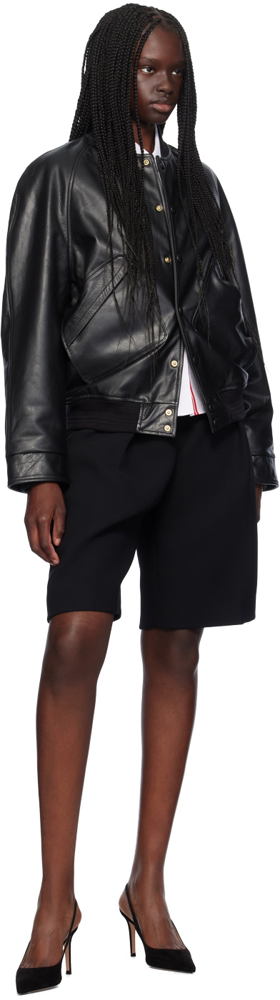 Victoria Beckham Black Varsity Leather Jacket