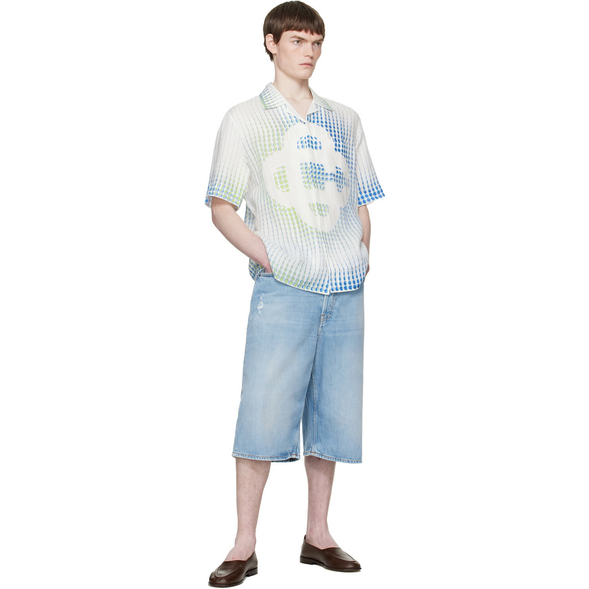 Casablanca White Pills Cuban Collar Short Sleeve Shirt