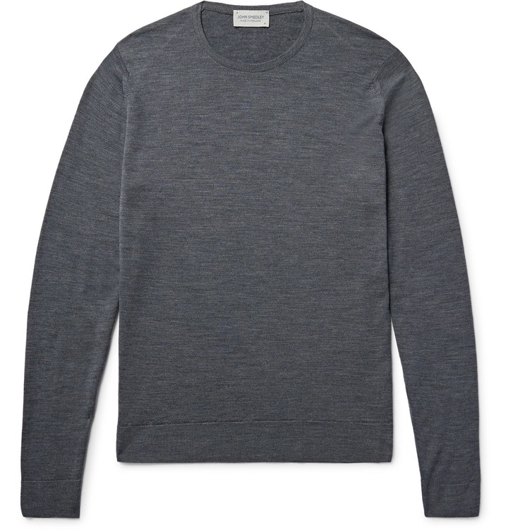 Photo: John Smedley - Lundy Slim-Fit Merino Wool Sweater - Gray