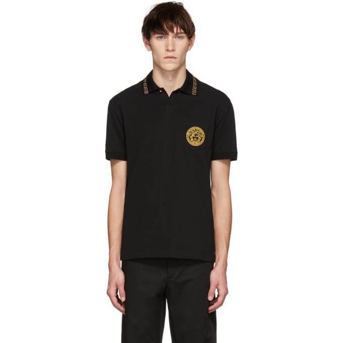 Photo: Versace Black and Gold Round Medusa Polo