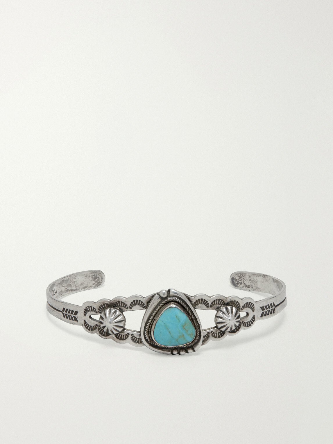 FOUNDWELL - Vintage 1960s Sterling Silver Turquoise Bracelet - Silver