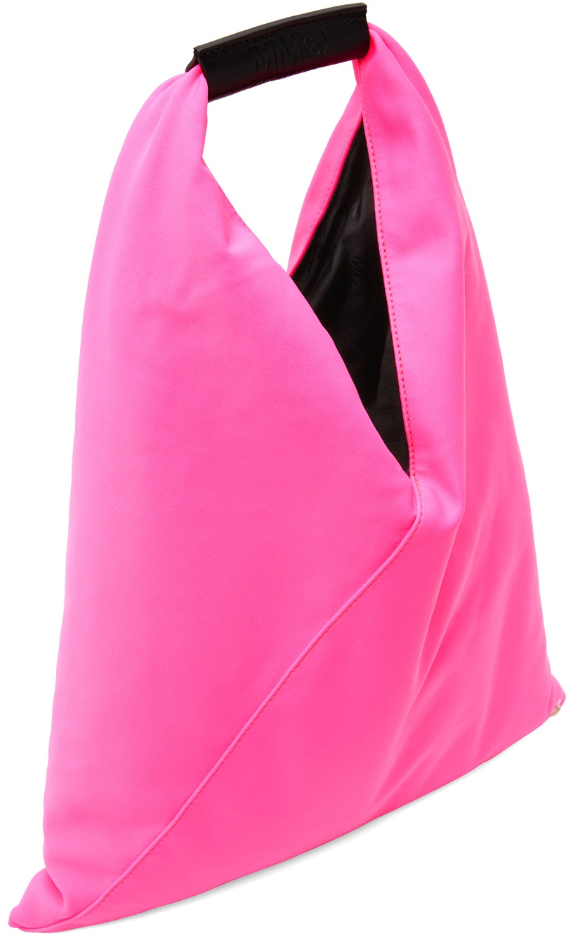 MM6 Maison Margiela Pink Satin Small Triangle Tote MM6 Maison Margiela