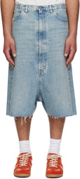 Maison Margiela Blue Dropped-Rise Bermuda Denim Shorts