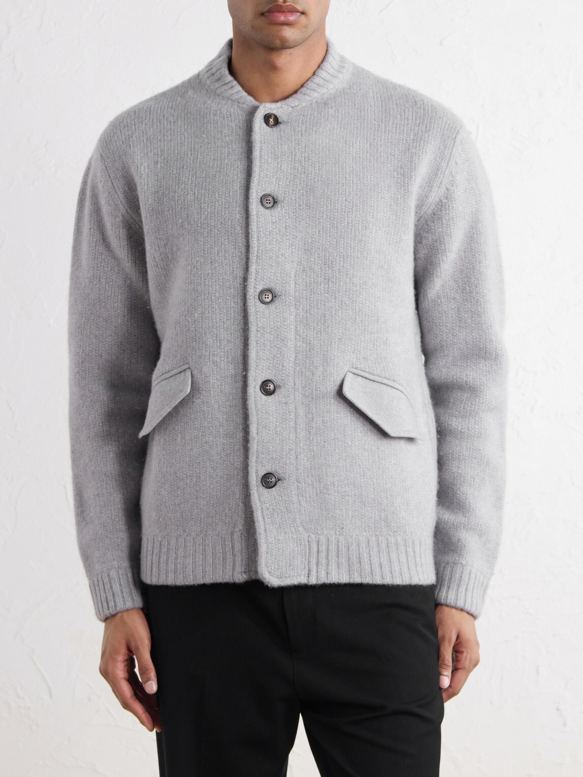 Slowear - Wool and Cashmere-Blend Knitted Bomber Jacket - Gray