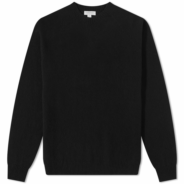 Photo: Sunspel Men's Lambswool Crew Knit in Black