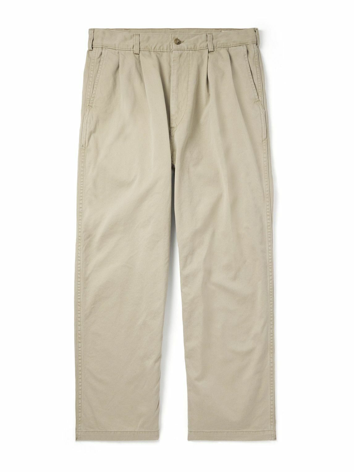 OrSlow - Two Tuck Straight-Leg Pleated Cotton-Twill Trousers - Neutrals