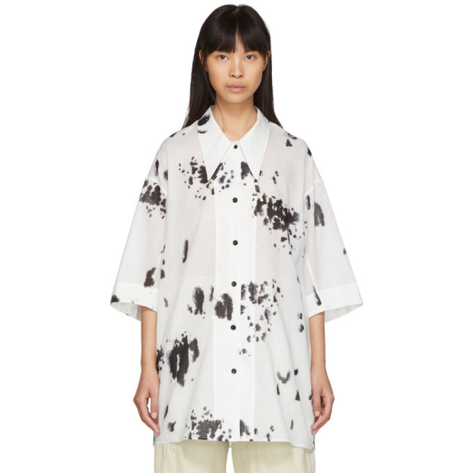 Lemaire White and Black Animal Skin Print Maxi Shirt Lemaire