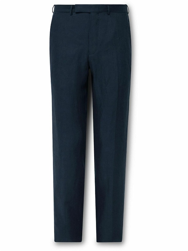 Photo: Zegna - Slim-Fit Oasi Lino Twill Suit Trousers - Blue