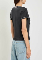 Frame The Ringer Pipe-trim Cotton T-shirt Navy