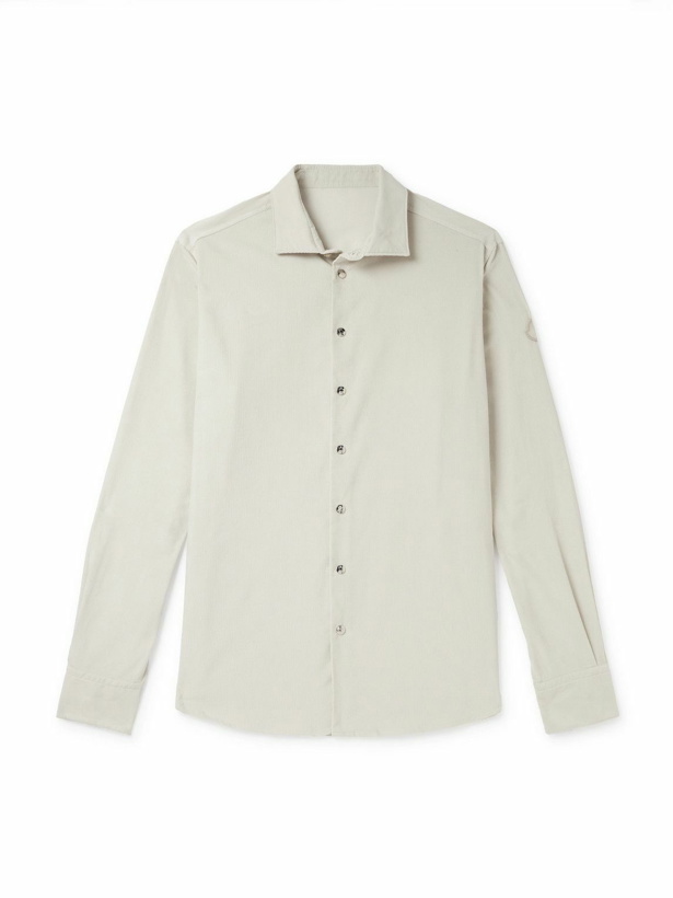 Photo: Moncler - Logo-Embroidered Cotton-Corduroy Shirt Jacket - Neutrals