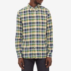 Beams Plus Men's Button Down Inian Madras Shirt in Green