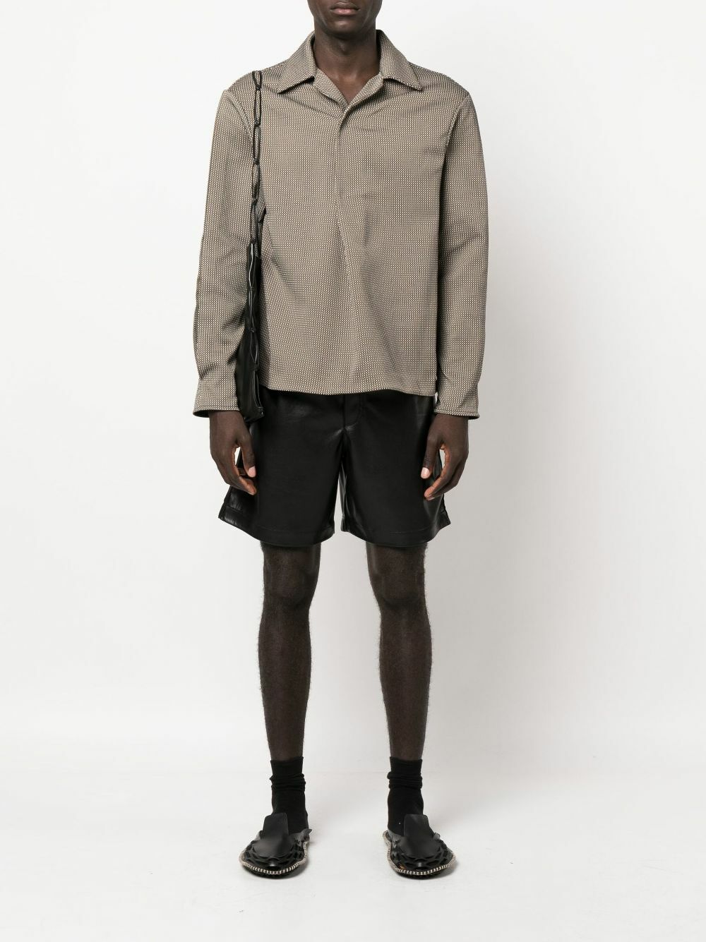 Nanushka Black Doxxi Vegan Leather Bermuda Shorts