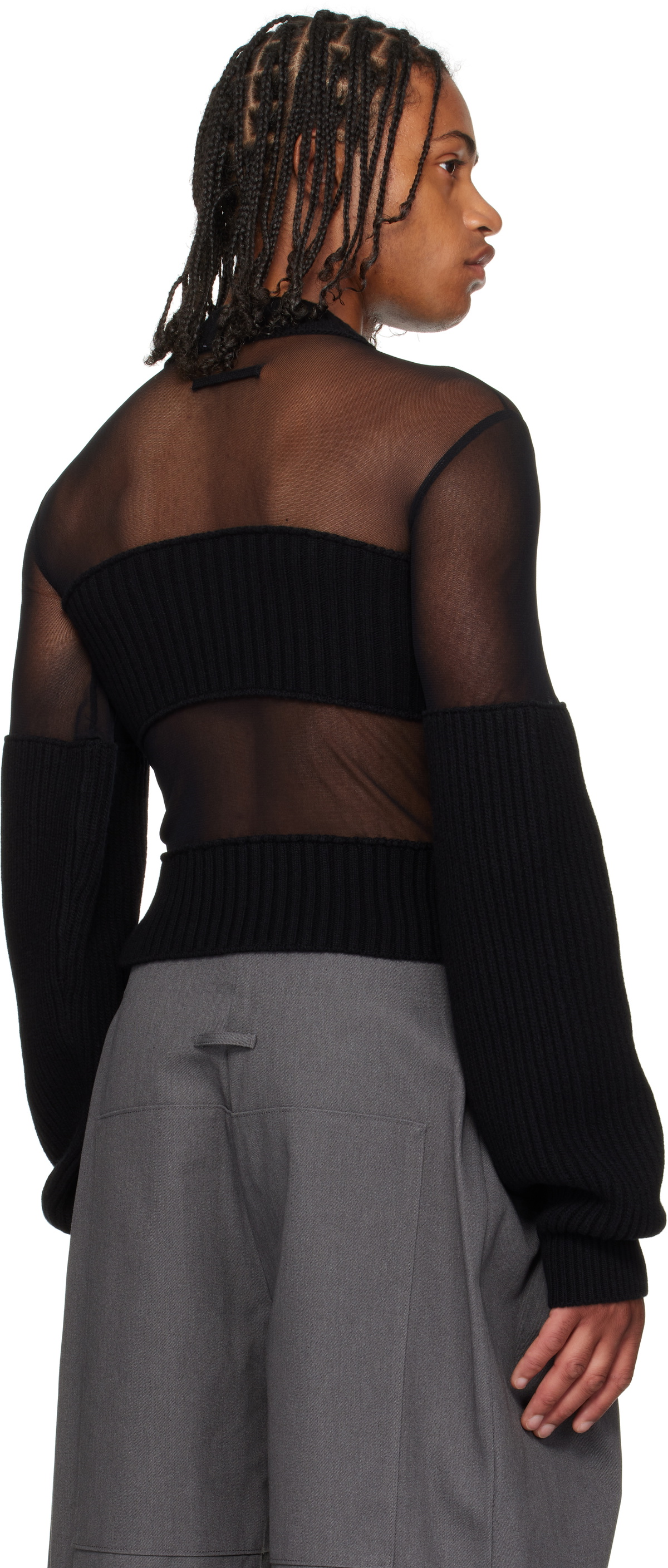 Jean Paul Gaultier Black Mesh Cut Out Details Top