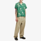 BODE Men's Football Silhouette Vacation Shirt in Green Cream