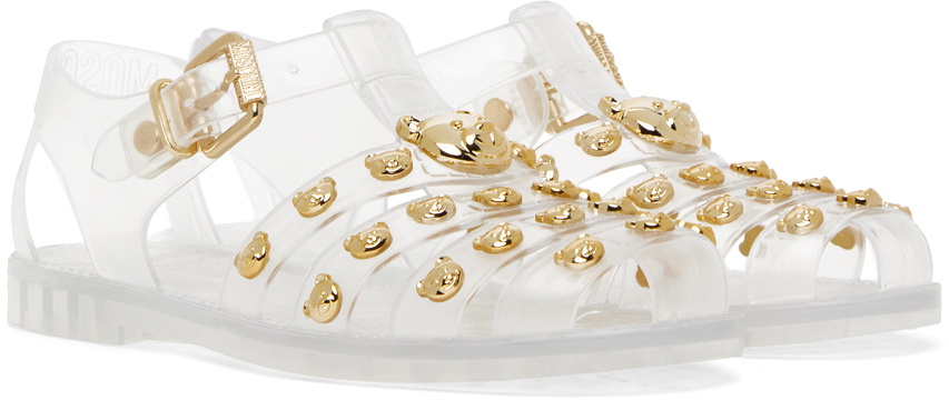【関税込み】Moschino ホワイト Teddy Stud ジェリーサンダル Moschino White Teddy Stud Jelly Sandals Moschino