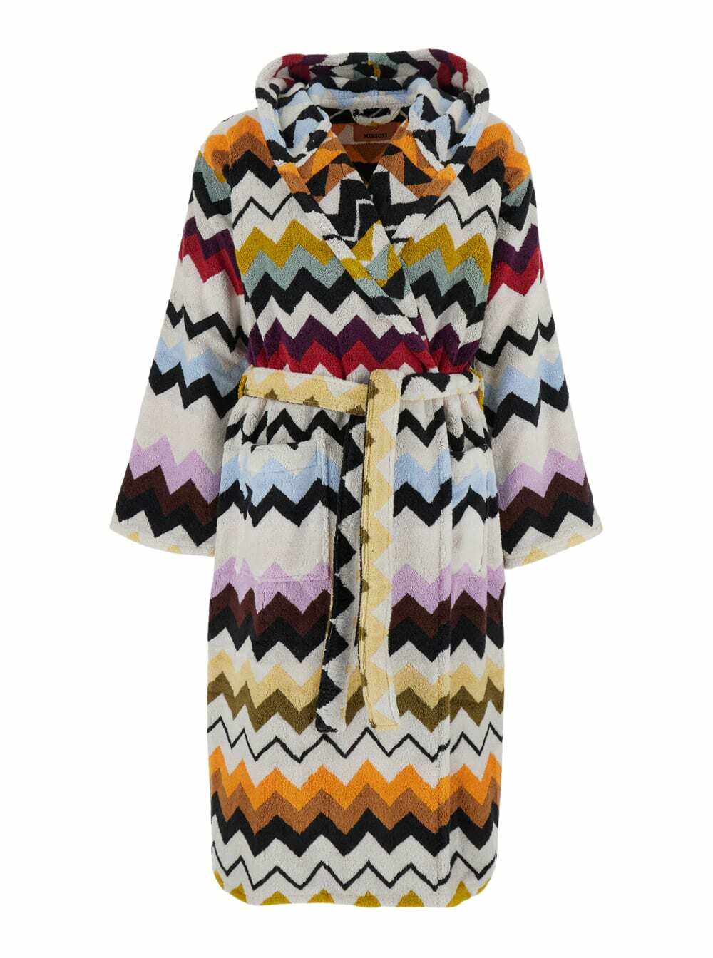 Missoni murrina Multicolor Bathrobe With Hood And All-over Zigzag Motif In Cotton Home