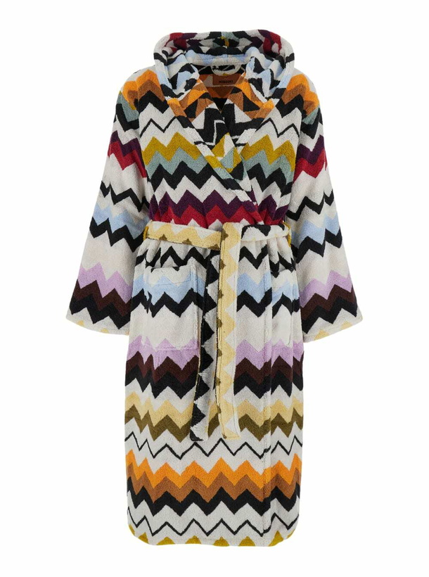 Photo: Missoni murrina Multicolor Bathrobe With Hood And All-over Zigzag Motif In Cotton Home