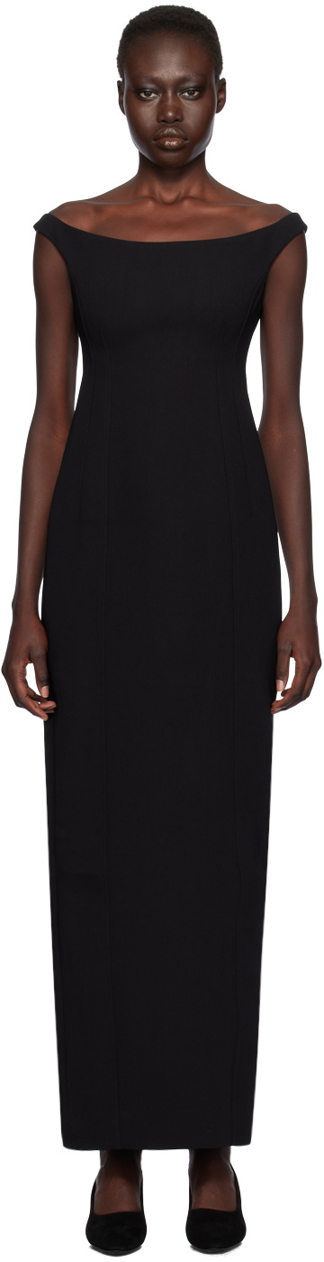 TOTEME Black Curved Off-Shoulder Maxi Dress Toteme