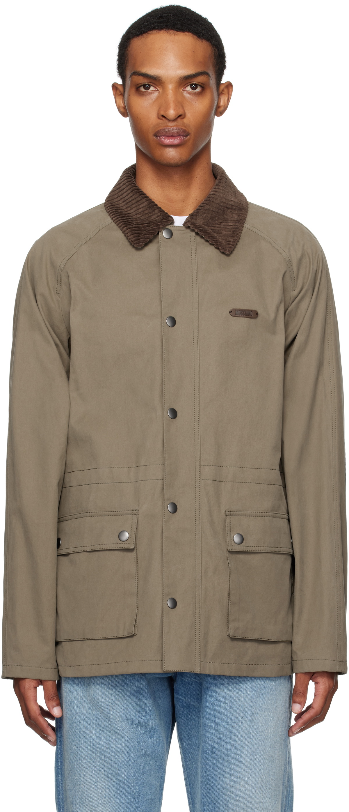 Moschino Khaki Cotton Diagonal Jacket