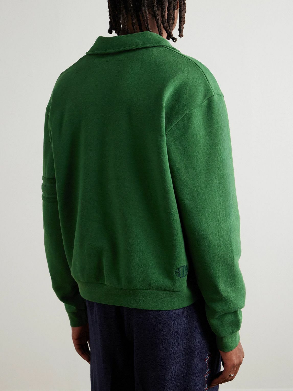 BODE - Crew Appliquéd Cotton-Jersey Sweatshirt - Green