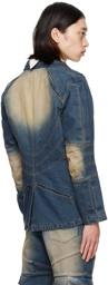 Juntae Kim Blue Tailored Denim Blazer