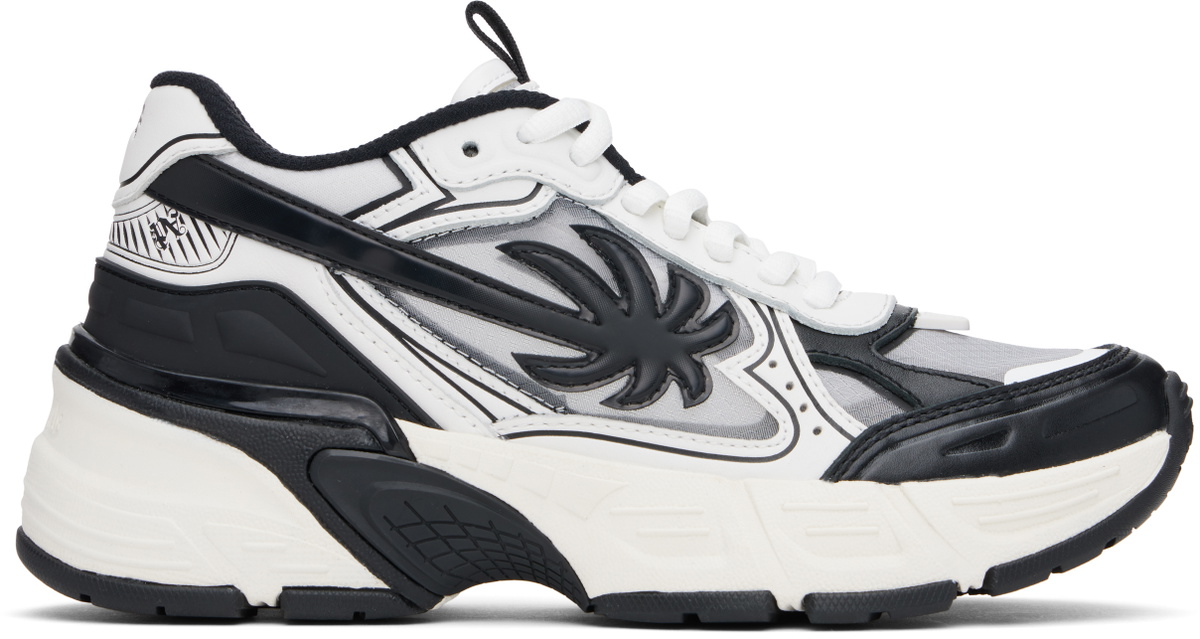 Palm Angels Black & White PA 4 Leather Sneakers Palm Angels