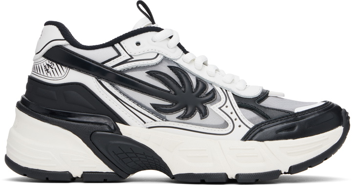 Photo: Palm Angels Black & White PA 4 Leather Sneakers