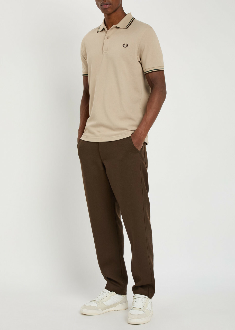 Fred Perry Twin Tipped Logo Piqué Cotton Polo Shirt Ecru