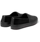 Mulo - Leather-Trimmed Velvet Slippers - Black