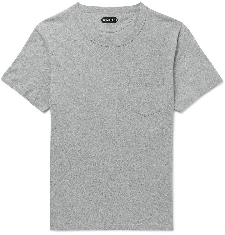 Photo: TOM FORD - Mélange Cotton-Jersey T-Shirt - Men - Gray