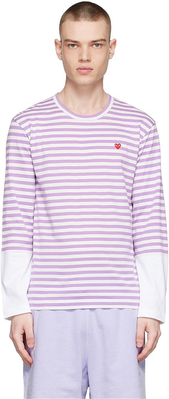 Photo: COMME des GARÇONS PLAY Purple Cotton Long Sleeve T-Shirt