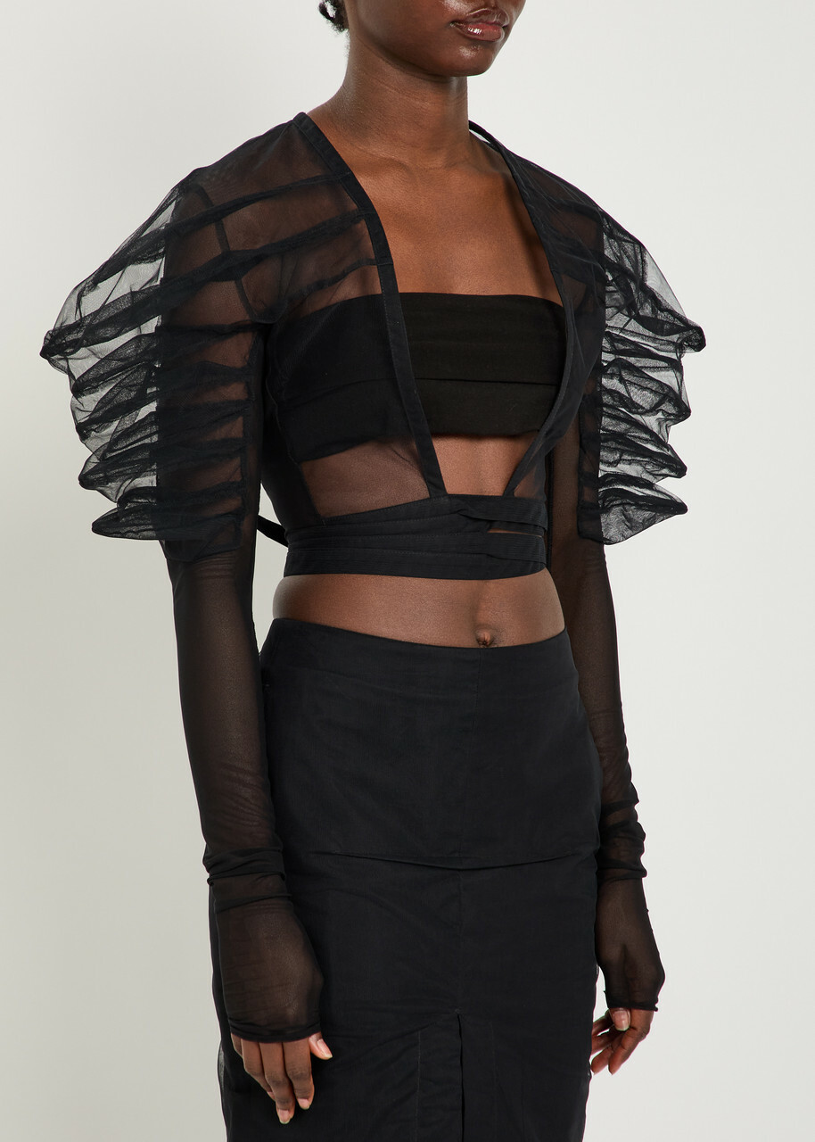 Rick Owens Rhino Cropped Tulle top Black