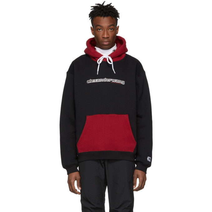 Photo: Alexander Wang Black and Red Compact Fleece Two-Toned Logo Hoodie