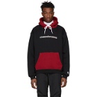Alexander Wang Black and Red Compact Fleece Two-Toned Logo Hoodie