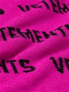 VETEMENTS - Oversized Logo-Jacquard Merino Wool Sweater - Pink