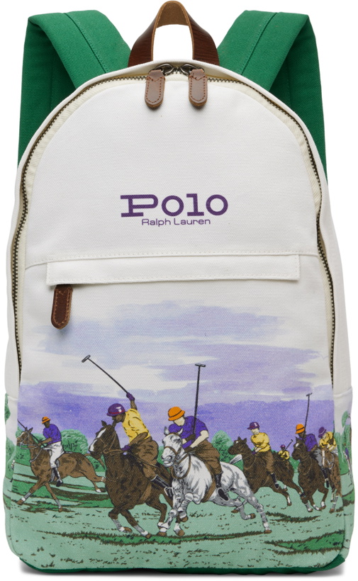 Photo: Polo Ralph Lauren White Equestrian-Print Backpack