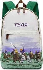 Polo Ralph Lauren White Equestrian-Print Backpack
