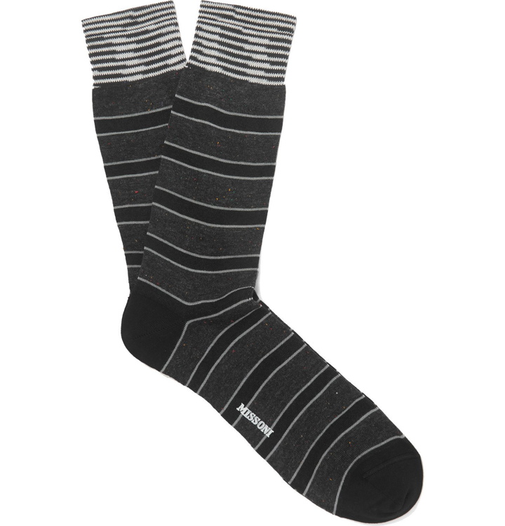 Photo: Missoni - Striped Cotton-Blend Jacquard Socks - Black