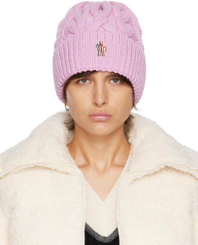 Photo: Moncler Grenoble Pink Logo Beanie