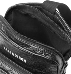 Balenciaga - Logo-Print Crinkled-Leather Messenger Bag - Black