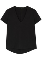 Veronica Beard Top Cindy SS Veck T-shirt Black