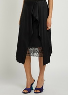 Acne Studios Layered Asymmetric Satin Midi Skirt Black