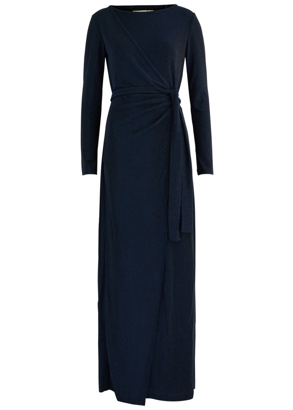 Photo: Diane Von Furstenberg Simona Wrap-effect Lamé Maxi Dress Dark Navy