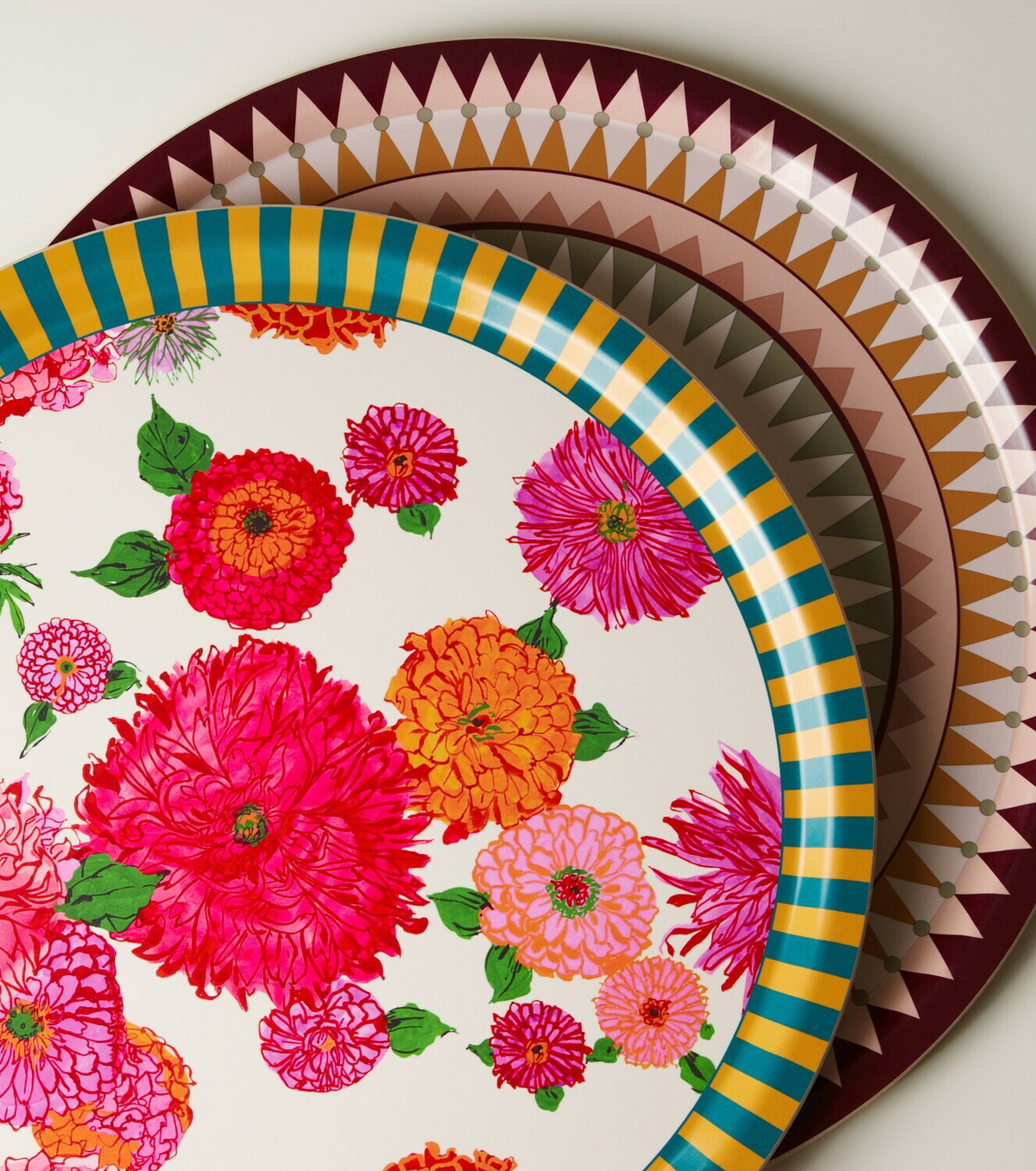 La DoubleJ Bright Blooms printed birch tray