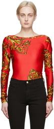 Versace Jeans Couture Red Regalia Baroque Bodysuit