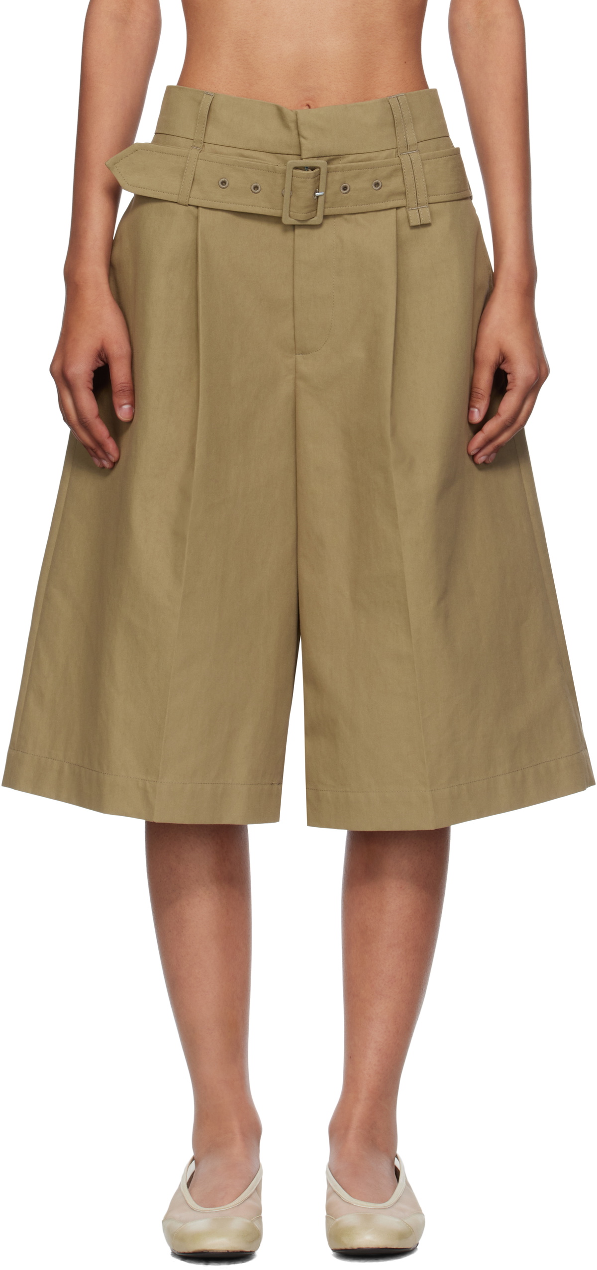 Simone Rocha Beige Wide Leg Multi Belt Loop Shorts