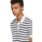 Burberry White and Black Striped Polo